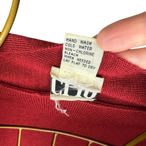 Vintage 90s Clio Women's Red Wool Blend Cardigan Sweater - size Large - Picture 7 of 7